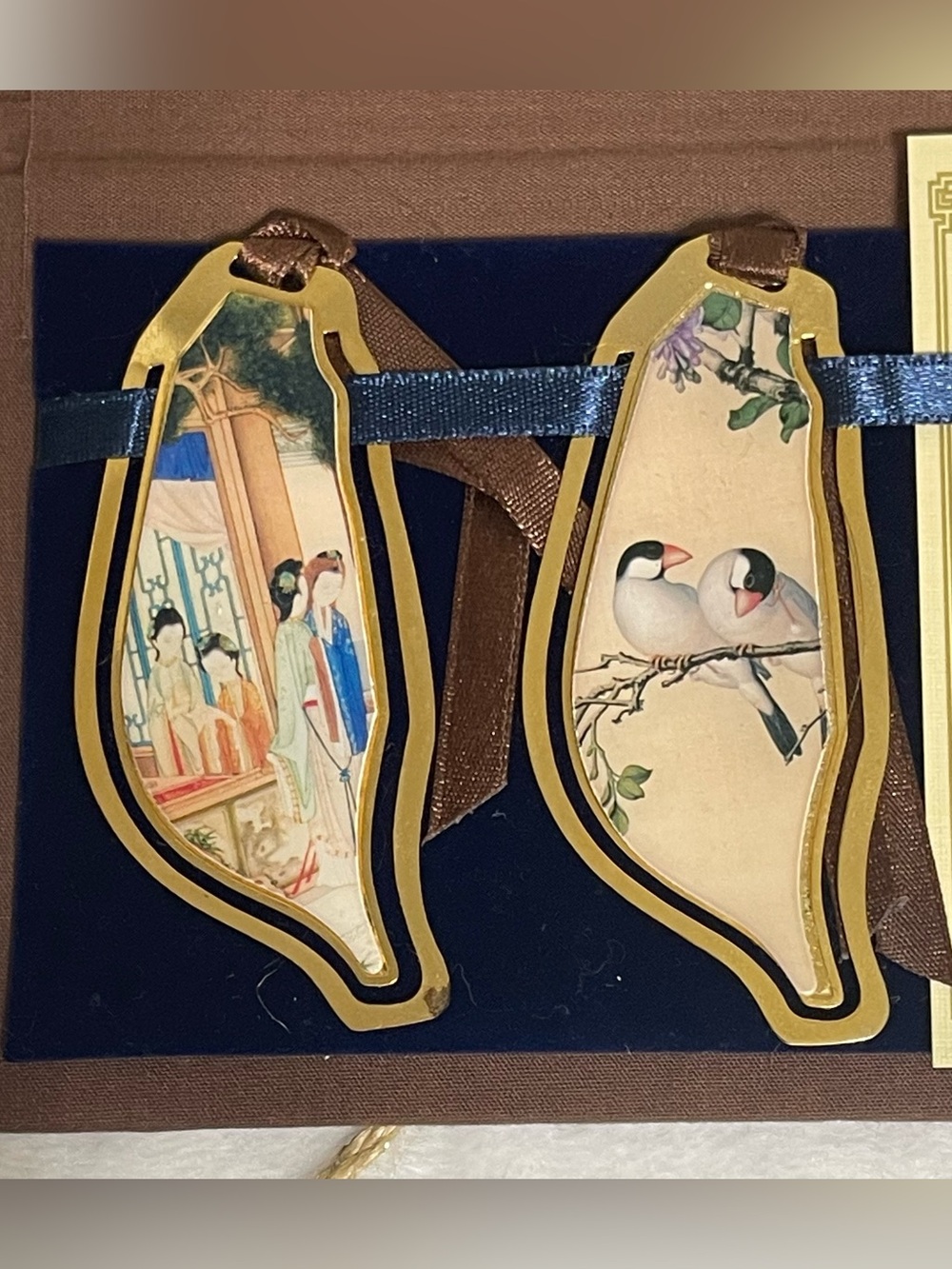 NIB Taiwan National Palace Museum Gold Brass Bookmark Set Formosa Collection